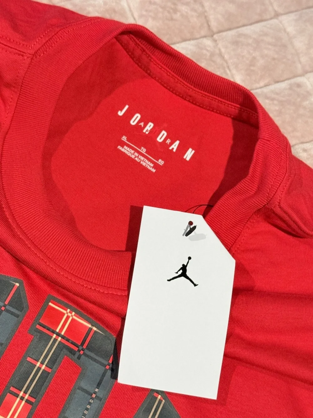NWT Nike Air Jordan Holiday Plaid Arch Logo Graphic Tee Red XL